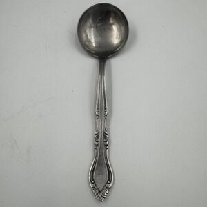 Rogers & Co Stainless Cream Soup Spoon Silver Korea Scroll Pattern